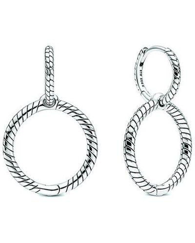 PANDORA Moments Silver Snake Chain Earrings - White