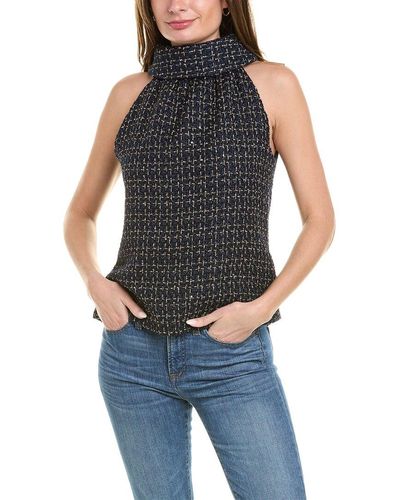 Sail To Sable Cowl Neck Wool-blend Top - Blue