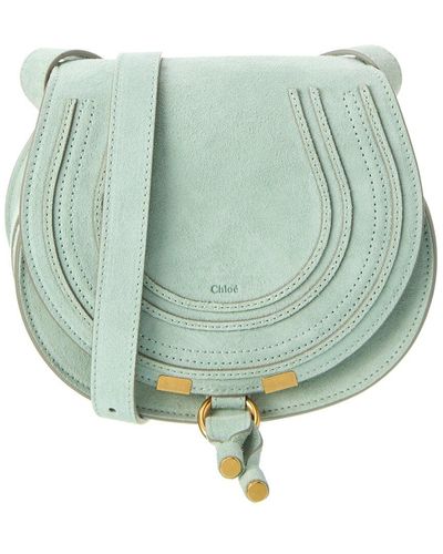 Chloé Marcie Small Suede Saddle Bag - Green