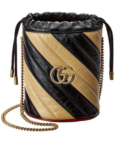 Gucci GG Marmont Torchon Mini Matelasse Leather Bucket Bag - Black