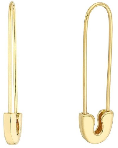 Pure Gold 14K Safety Pin Earrings - Metallic