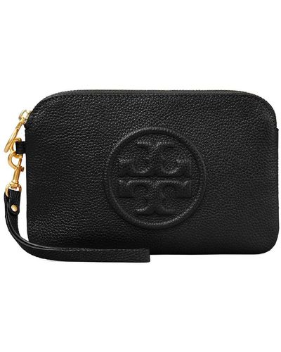 Tory Burch Perry Bombe Leather Wristlet - Black