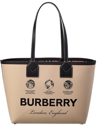 Burberry London Small Cotton Tote Bag - Natural