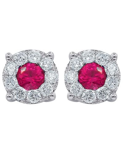 Diana M. Jewels Fine Jewelry 18k 1.00 Ct. Tw. Diamond & Ruby Studs - Pink