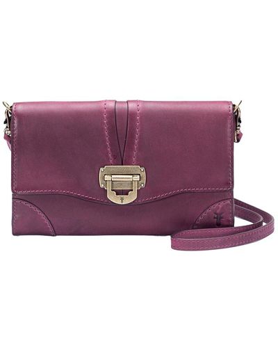 Frye Piper Leather Wallet Crossbody - Purple