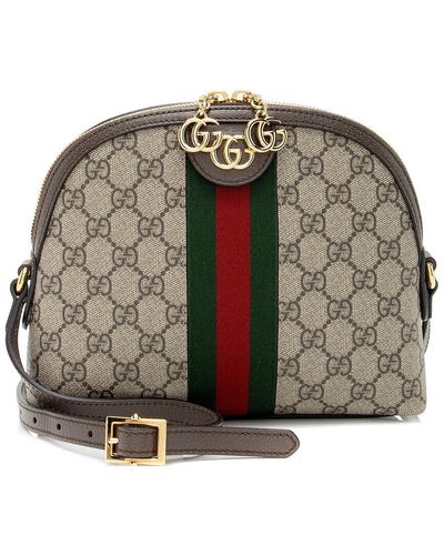 Gucci Gg Supreme Canvas & Leather Ophidia Dome Small Shoulder Bag (Authentic Pre-Owned) - Brown