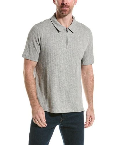 Magaschoni Collared Zip-front Polo Shirt - Grey