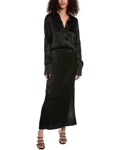 Beulah London 2pc Silk-blend Top & Skirt Set - Black