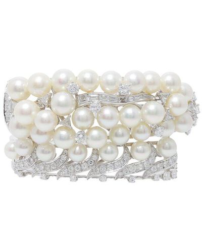 Diana M. Jewels Fine Jewelry 18k 3.00 Ct. Tw. Diamond Pearl Bracelet - White