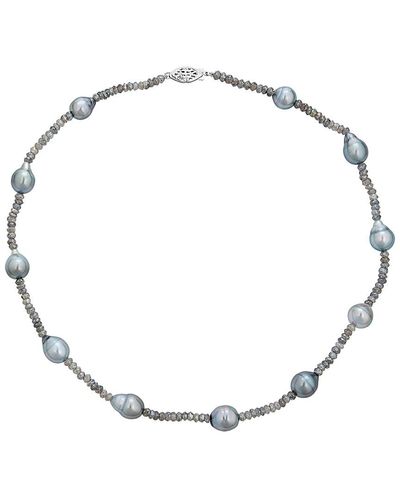 Belpearl 14k Labradorite & 9-11mm Tahitian Pearl Necklace - Metallic