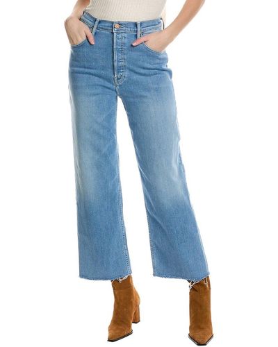 Mother Denim High-waist Spinner Ankle Fray In The Blink Of An Eye Straight Jean - Blue