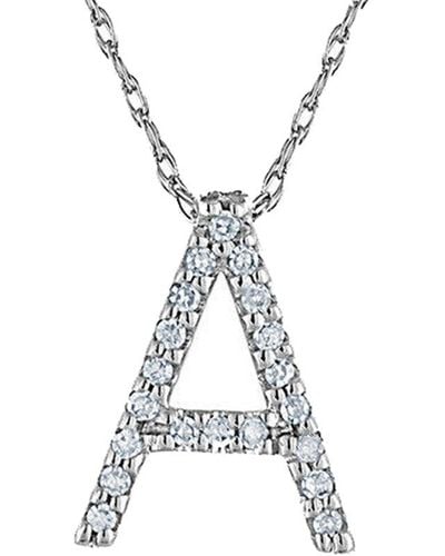Suzy Levian 14k Diamond Initial Letter Necklace (a-z) - Metallic
