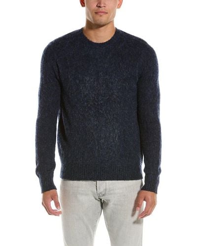 Brooks Brothers Classic Brushed Wool Crewneck Sweater - Blue