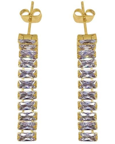 Adornia 14k Plated Crystal Tennis Drop Earrings - Metallic