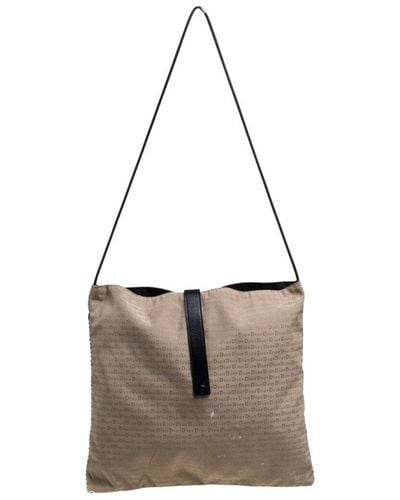 Dior Oblique Canvas & Mesh Shoulder Bag (Authentic Pre-Owned) - Natural