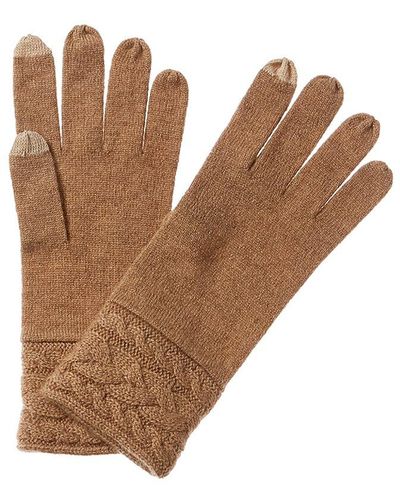 Forte Braided Cable Cashmere Gloves - Brown