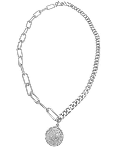 Adornia Stainless Steel Coin Necklace - Metallic