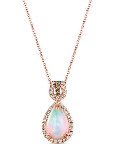 Le Vian 14k Rose Gold 1.90 Ct. Tw. Diamond & Opal Pendant Necklace - Metallic