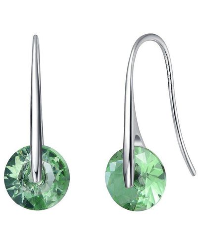 Rachel Glauber Rhodium Plated Cz Earrings - Green