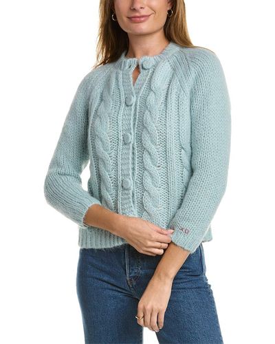 Frances Valentine Molly Cable Wool & Mohair-blend Cardigan - Blue