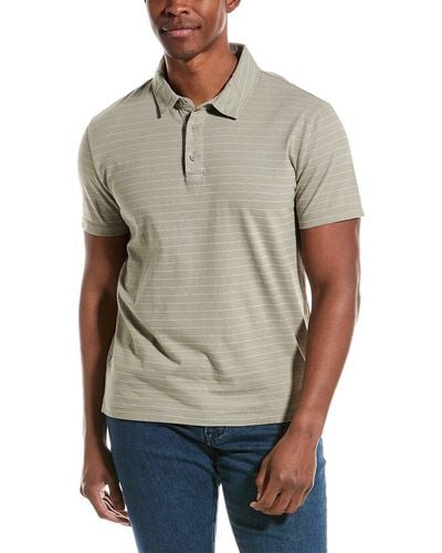 Vince Garment Dye Fleck Stripe Polo Shirt - Gray