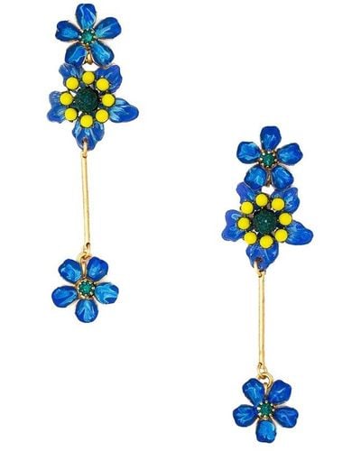 Elizabeth Cole 24k Plated Dangle Earrings - Blue