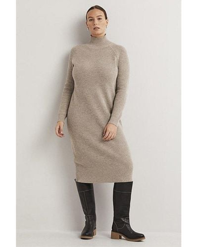 Boden High-neck Knit Wool & Alpaca-blend Midi Dress - Natural