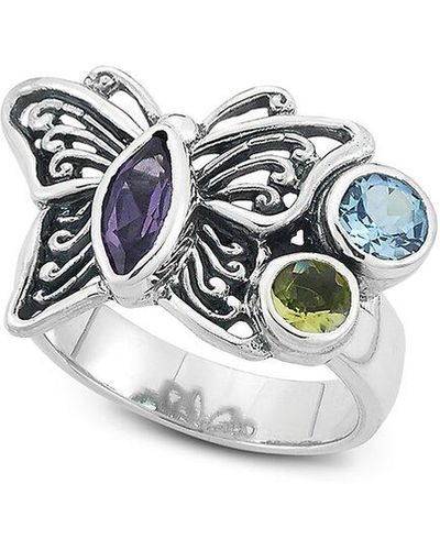 Samuel B. Silver 1.30 Ct. Tw. Gemstone Butterfly Ring - White