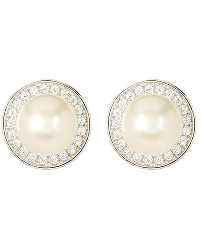 Adornia 9mm Pearl Halo Earrings - Natural