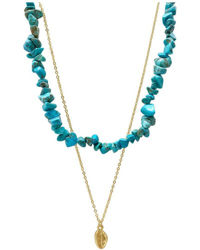 Adornia 14k Plated Necklace Set - Blue