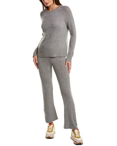 Hannah Rose 2pc Cashmere-blend Sweater & Pant Set - Gray