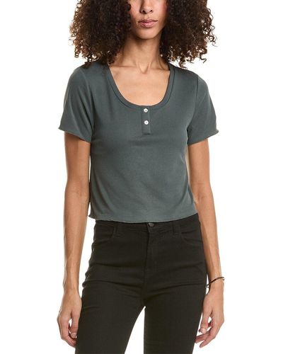 Saltwater Luxe Cropped Henley - Gray