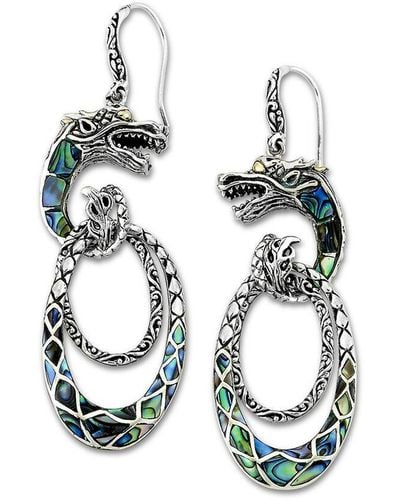 Samuel B. 18k & Silver Abalone Dragon Earrings - White