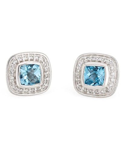 David Yurman Albion 14K & 0.17 Ct. Tw. Diamond & Topaz Petite Earrings (Authentic Pre-Owned) - Blue