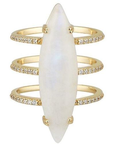 Adornia Fine Jewellery 14k Over Silver 9.00 Ct. Tw. Moonstone Cz Ring - White