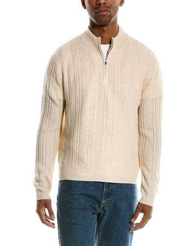 NAADAM Wool & Cashmere-blend 1/4-zip Mock Jumper - Natural