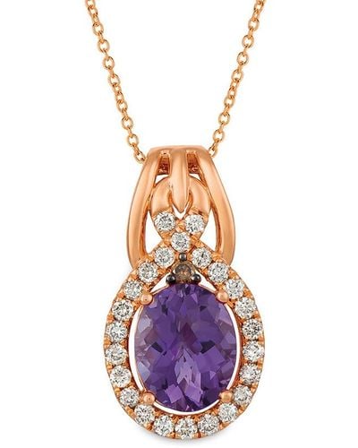 Le Vian Le Vian 14k Rose Gold 2.71 Ct. Tw. Diamond & Amethyst Pendant Necklace - Multicolor
