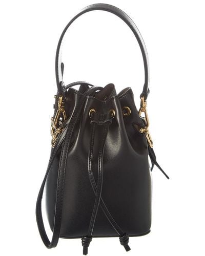Fendi Mon Tresor Mini Leather Bucket Bag - Black
