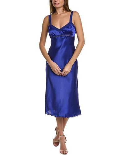 Bebe Satin Midi Dress - Blue