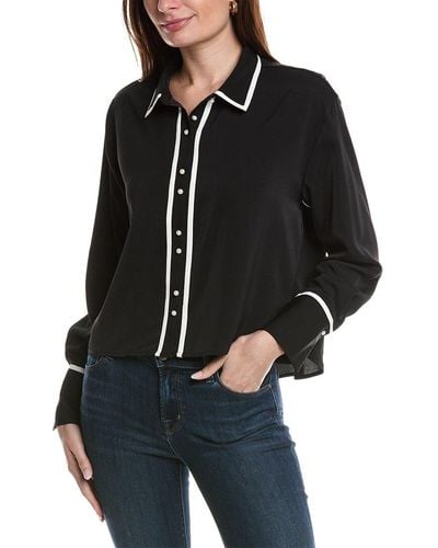 Laundry by Shelli Segal Double Pearl Button Front Blouse - Black