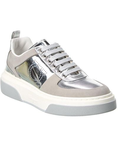 Ferragamo Cassina Low Leather Sneaker - White