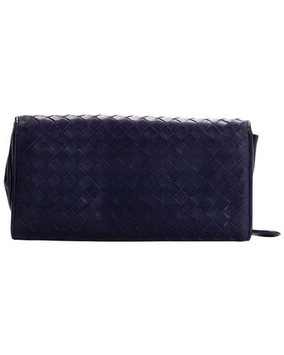 Bottega Veneta Intrecciato Leather Continental Flap Wallet (Authentic Pre-Owned) - Blue