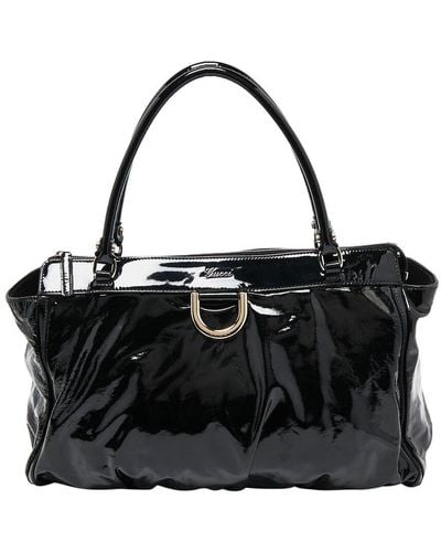 Gucci Patent Leather D Ring Tote (Authentic Pre-Owned) - Black