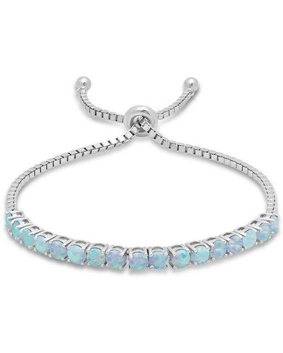 MAX + STONE Max + Stone Silver 1.60 Ct. Tw. Created Opal Adjustable Bolo Bracelet - White