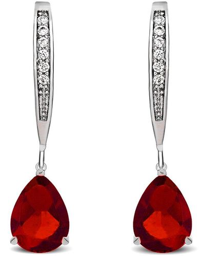 Genevive Jewelry Silver Earrings - Red