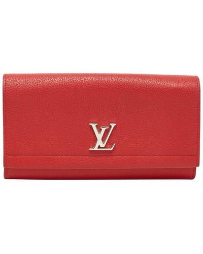 Louis Vuitton Leather Lockme Ii Wallet (Authentic Pre-Owned) - Red
