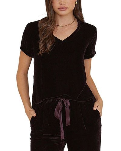 Bella Dahl V-neck Silk-blend T-shirt - Black