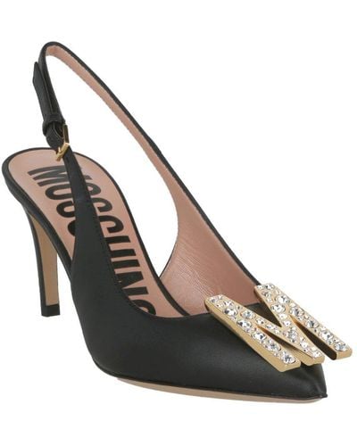 Moschino Crystal-embellished Leather Pump - Black