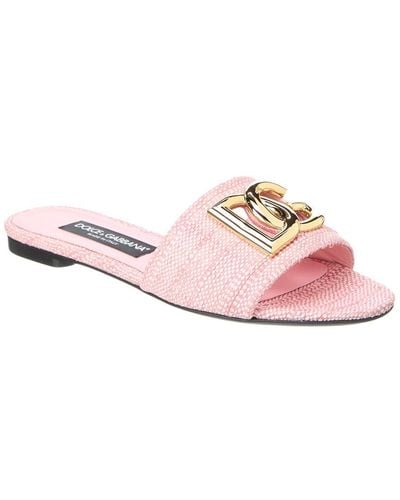 Dolce & Gabbana Dg Logo Raffia Sandal - Pink