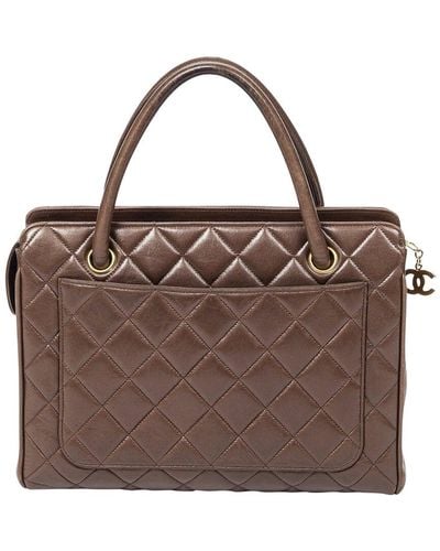 Chanel Quilted Lambskin Leather Satchel (Authentic Pre-Owned) - Brown